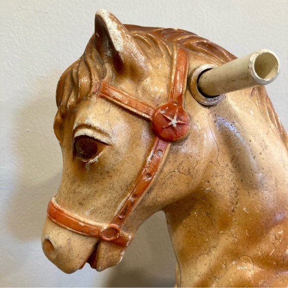 Vintage Plastic Horse with Colorful Saddle 13” Tall - Picture 12 of 16